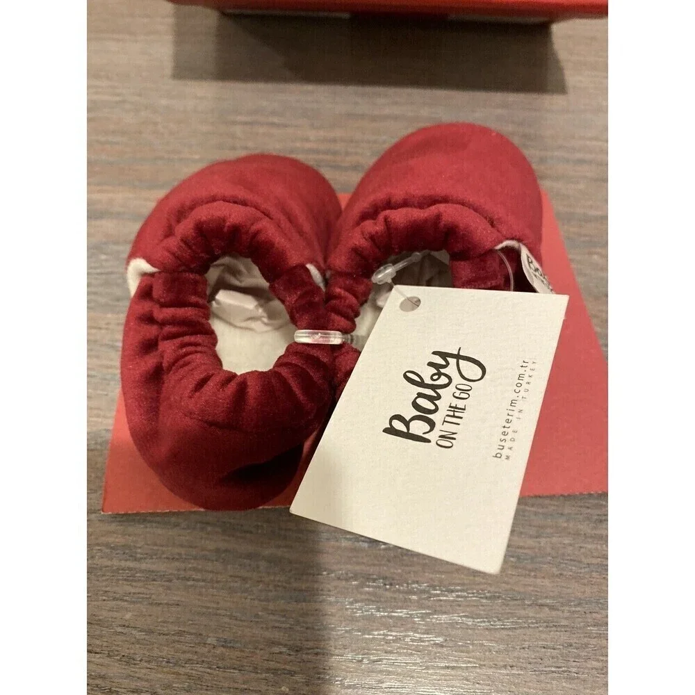 Baby On The Go First Steps Slip-On Moccasins Shoes Christmas gift red velvet 3.5